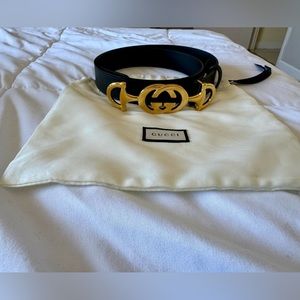 Authentic Gucci Horsebit Interlocking G Leather Belt